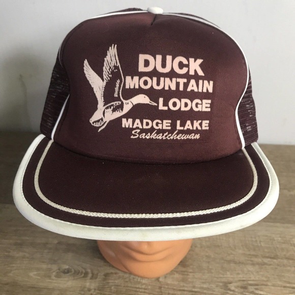 Other - Vtg Duck Mountain Lodge Madge Lake Saskatchewan Canada Purple SnapBack Hat P1